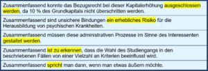 5 korrigierte Textbeispiele zum Formulierungs-Stolperstein "zusammenfassend"